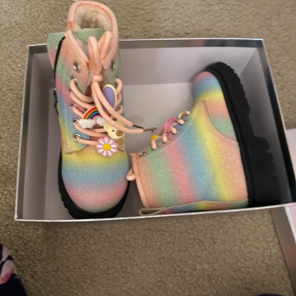 Lola + The Boys Rainbow Glitter Kids Boots